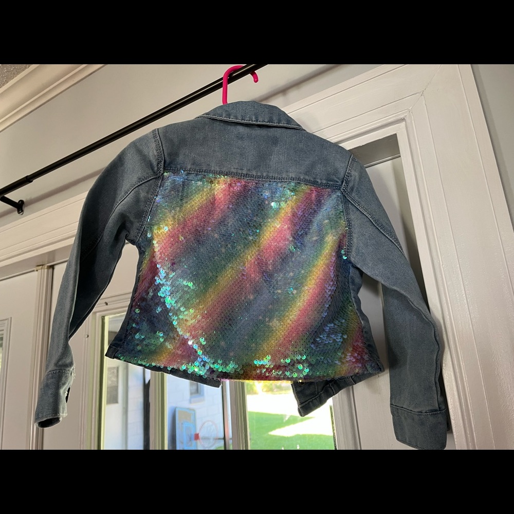 SQUEEZE size 5 Girls Sequined Jean Jacket